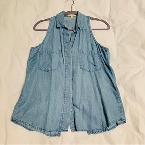 Cloth&Stone Sleeveless Chambray Polkadot Top